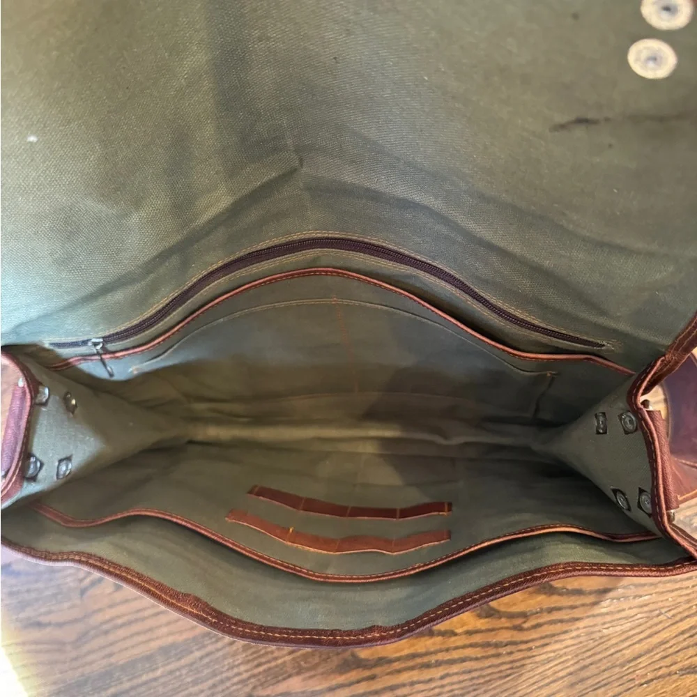 Brown leather messenger bag